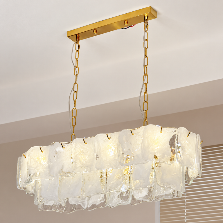Aurevia Murano-Style Linear Art Glass Chandelier, complete fixture