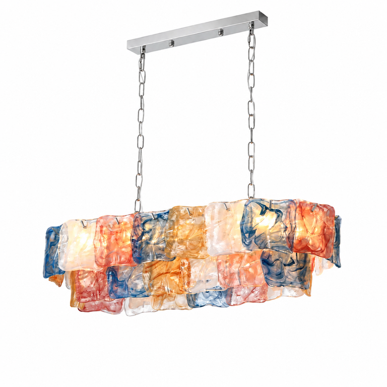 Aurevia Murano-Style Linear Art Glass Chandelier