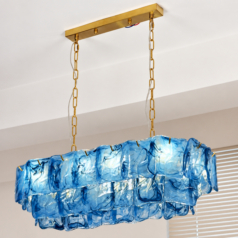 Aurevia Murano-Style Linear Art Glass Chandelier