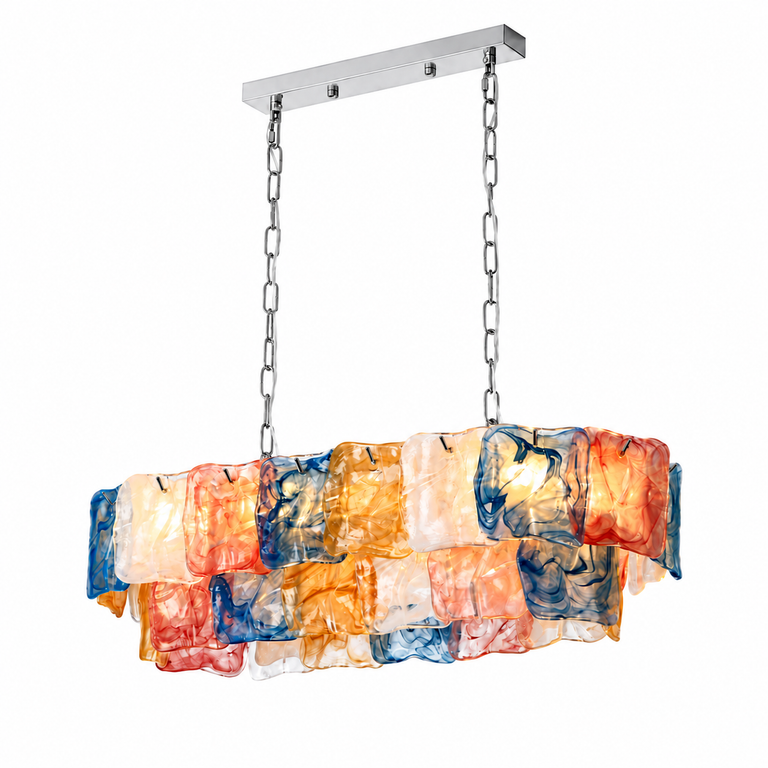 Aurevia Murano-Style Linear Art Glass Chandelier