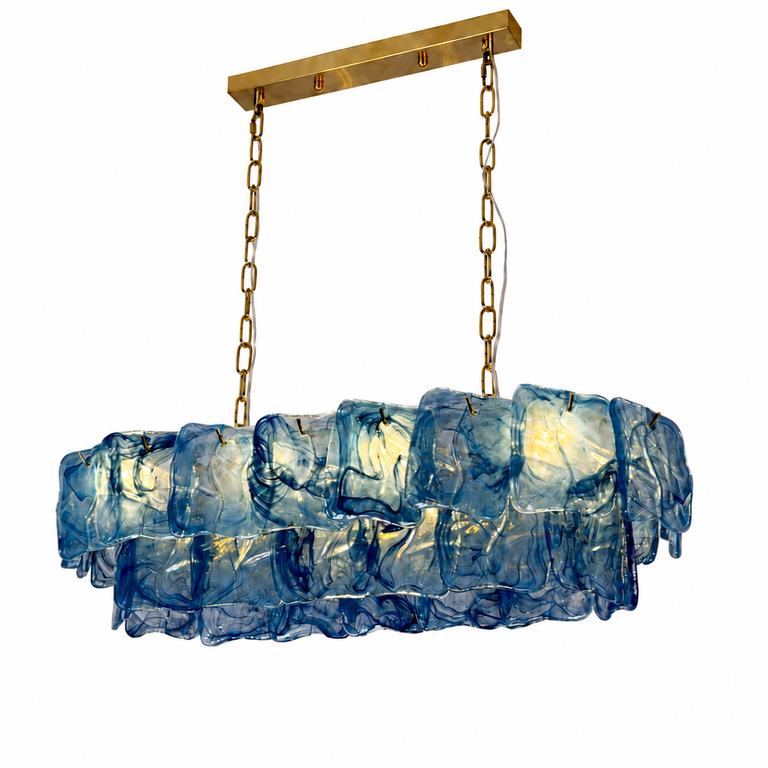 Aurevia Murano-Style Linear Art Glass Chandelier