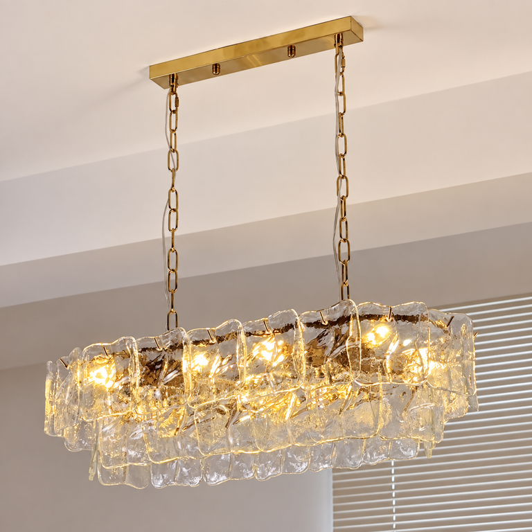 Aurevia Murano-Style Linear Art Glass Chandelier