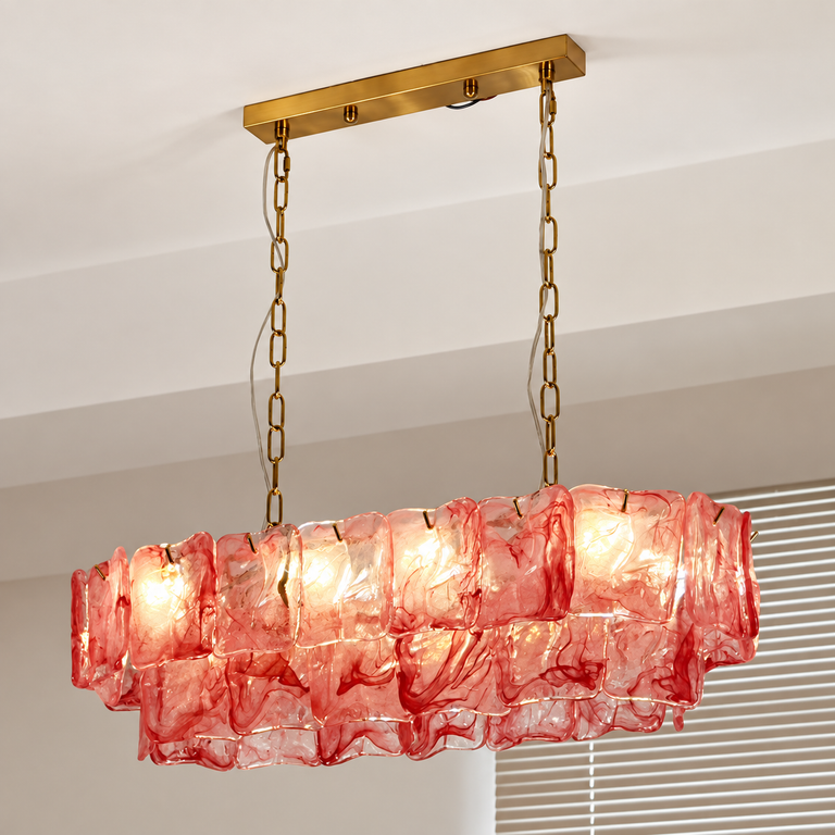 Aurevia Murano-Style Linear Art Glass Chandelier