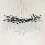 Black-finish round crystal branch chandelier