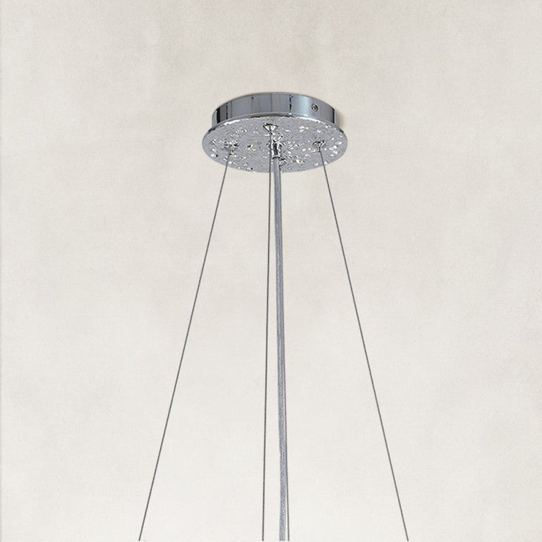 silver-tone crystal-branch chandelier ceiling canopy detail.