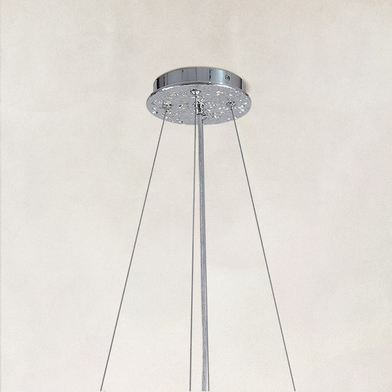 Silver-tone ornate canopy and suspension detail