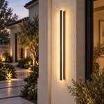 Long black wall sconce garden entrance scene