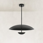 Black disc pendant complete fixture against a neutral background