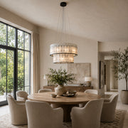 Black Frame Two-Tier Marble Chandelier 23.6