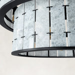 Product detail of Black Frame Two-Tier Marble Chandelier 23.6" against a neutral background