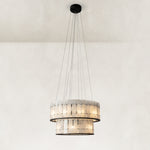 Black Frame Two-Tier Marble Chandelier 23.6" shown against a neutral background