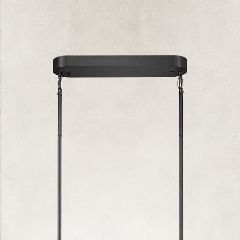 Black oval chandelier ceiling canopy and suspension close view