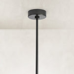 Black pendant ceiling canopy and rod close view
