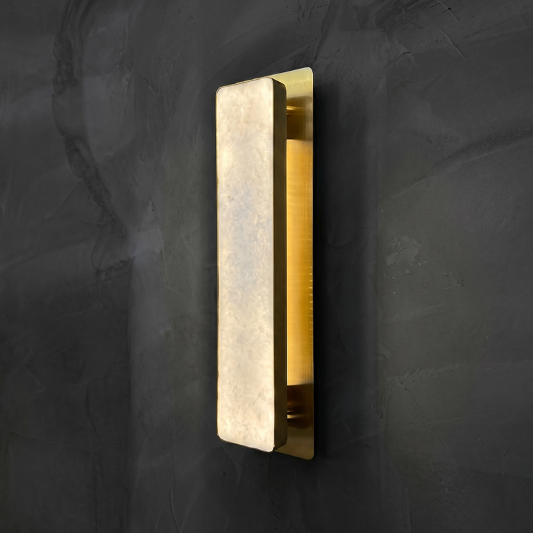 Rect Plate Wall Sconce by Dalmivik, complete fixture view