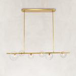 Bubble Glass Linear Island Chandelier in Aged Brass - alternate angle