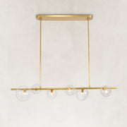 Bubble Glass Linear Island Chandelier in Aged Brass - alternate angle