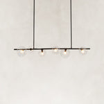 Bubble Glass Linear Island Chandelier in Matte Black - alternate angle