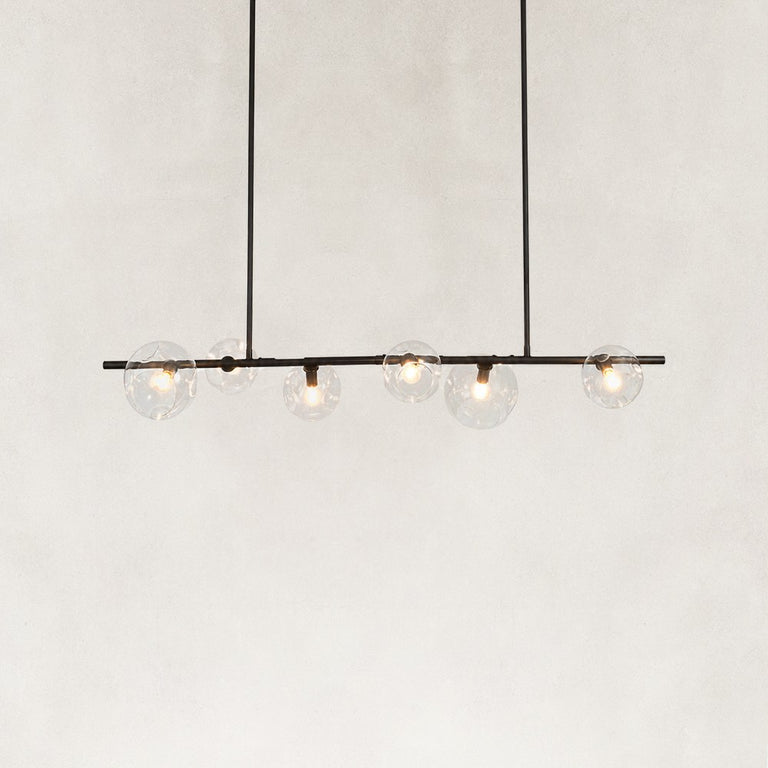 Bubble Glass Linear Island Chandelier in Matte Black - alternate angle