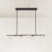 Bubble Glass Linear Island Chandelier in Matte Black - complete fixture