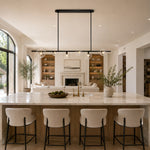 Bubble Glass Linear Island Chandelier in Matte Black - interior setting
