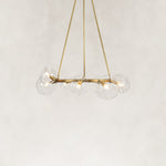 Bubble Glass Ring Chandelier in Aged Brass - alternate angle