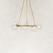 Bubble Glass Ring Chandelier in Aged Brass - alternate angle