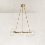 Bubble Glass Ring Chandelier in Aged Brass - complete fixture
