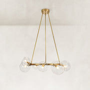 Bubble Glass Ring Chandelier in Aged Brass - complete fixture