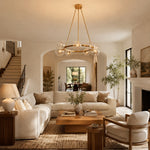 Bubble Glass Ring Chandelier in Aged Brass - interior setting