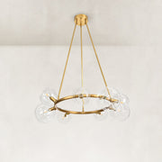 Bubble Glass Ring Chandelier in Aged Brass - material detail