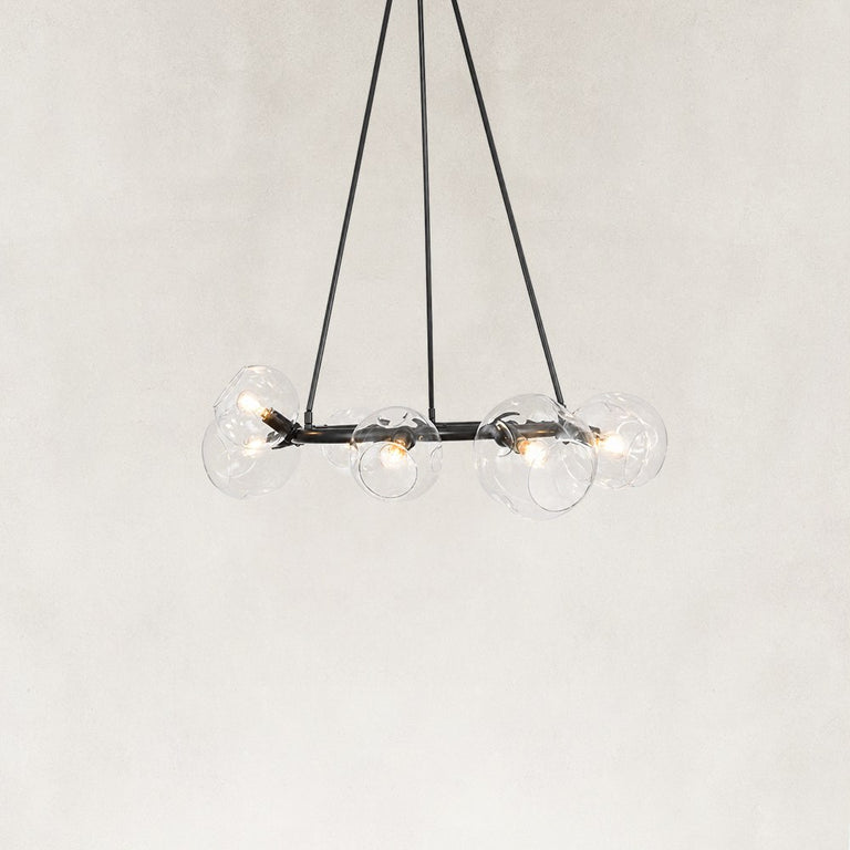 Bubble Glass Ring Chandelier in Matte Black - alternate angle