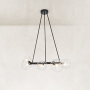 Bubble Glass Ring Chandelier in Matte Black - complete fixture
