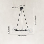 Bubble Glass Ring Chandelier in Matte Black - dimension diagram