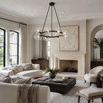 Bubble Glass Ring Chandelier in Matte Black - interior setting
