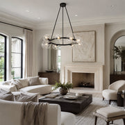 Bubble Glass Ring Chandelier in Matte Black - interior setting