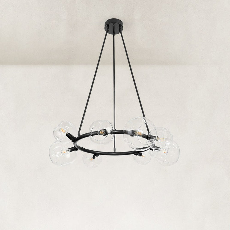 Bubble Glass Ring Chandelier in Matte Black - material detail