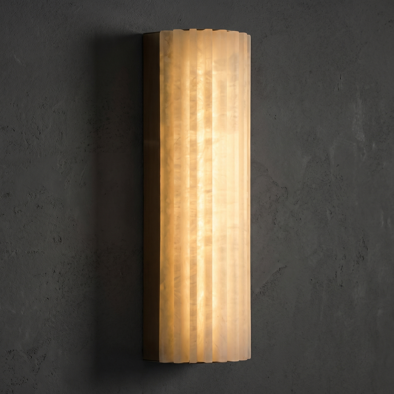 Capsula Alabaster Wall Sconce 11.8" by Dalmivik, complete fixture illuminated