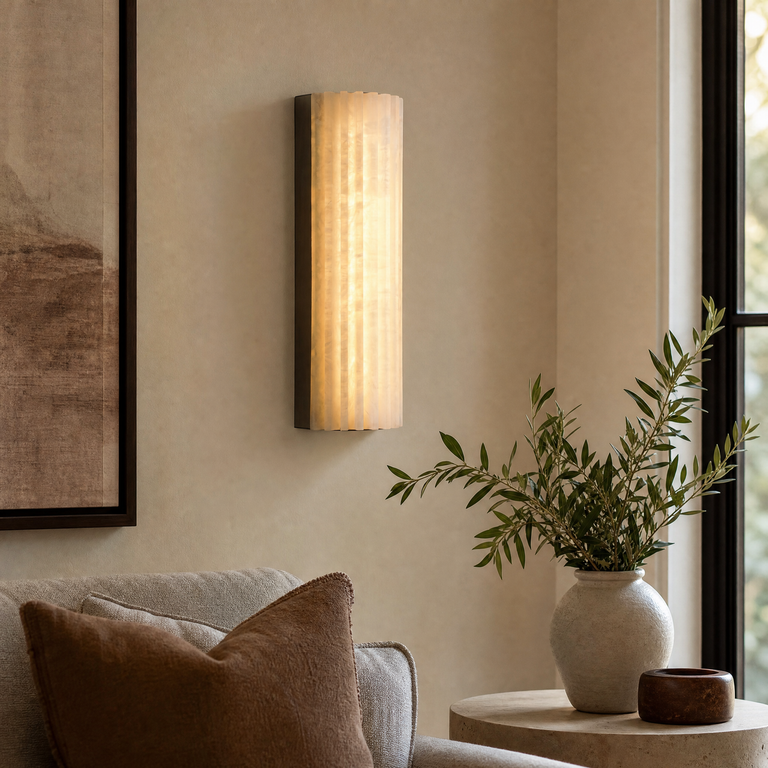 Capsula Alabaster Wall Sconce 11.8" by Dalmivik, furnished room view
