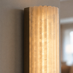 Capsula Alabaster Wall Sconce 11.8" by Dalmivik, stone and metal close view