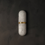 Verity Modern Alabaster Wall Sconce Lighting by Dalmivik, complete fixture view