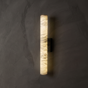 Verity Alabaster Modern Vertical Sconce by Dalmivik, complete fixture view
