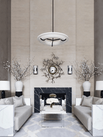 Carve Alabaster Pendant Light – Hand‑Carved Stone Shade with Black Frame by Dalmivik, product or room detail view