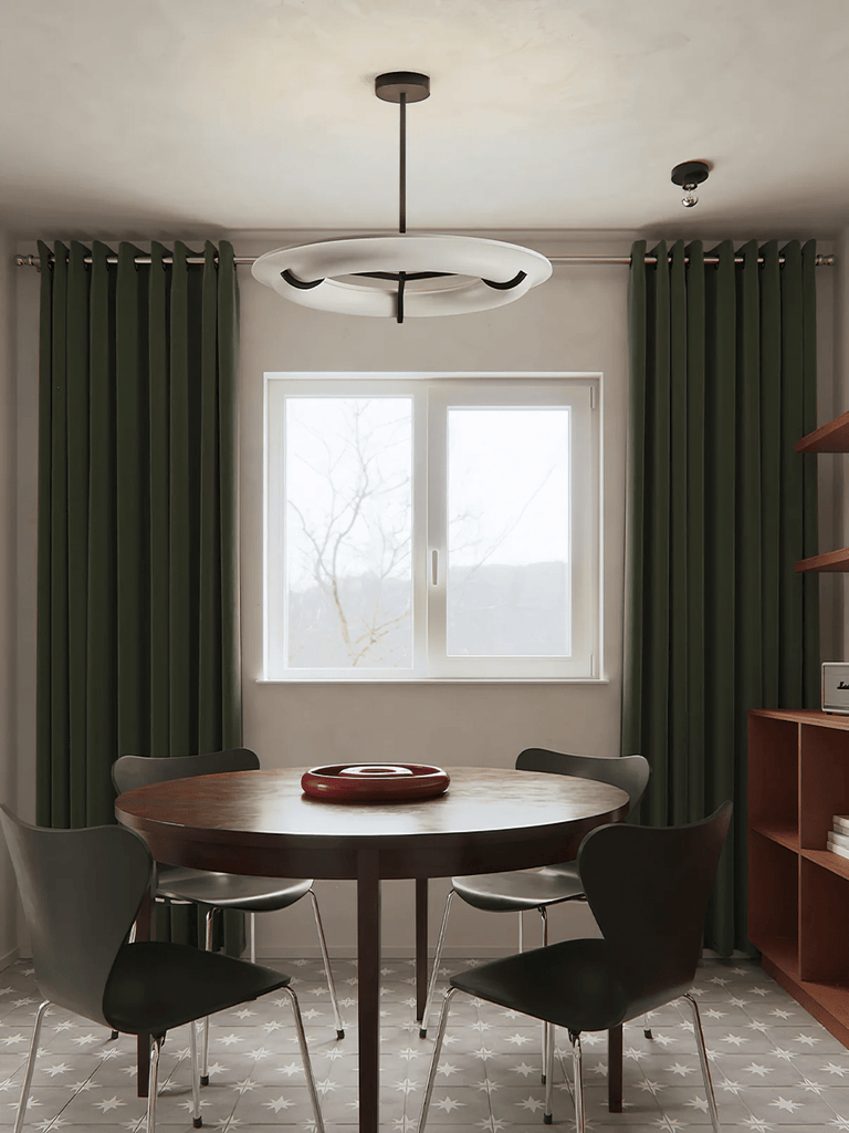 Carve Alabaster Pendant Light – Hand‑Carved Stone Shade with Black Frame by Dalmivik, product or room detail view