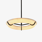 Carve Alabaster Pendant Light – Hand‑Carved Stone Shade with Black Frame by Dalmivik, product or room detail view