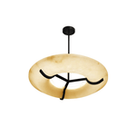 Carve Alabaster Pendant Light – Hand‑Carved Stone Shade with Black Frame by Dalmivik, product or room detail view