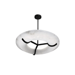 Carve Alabaster Pendant Light – Hand‑Carved Stone Shade with Black Frame by Dalmivik, product or room detail view