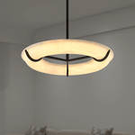 Carve Alabaster Pendant Light – Hand‑Carved Stone Shade with Black Frame by Dalmivik, product or room detail view