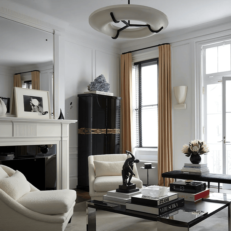 Carve Alabaster Pendant Light – Hand‑Carved Stone Shade with Black Frame by Dalmivik, product or room detail view