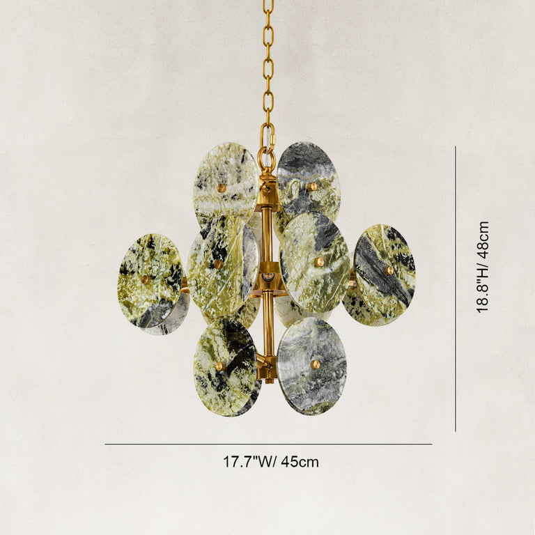Dimension diagram for Cascading Marble Disc Chandelier 22.8"