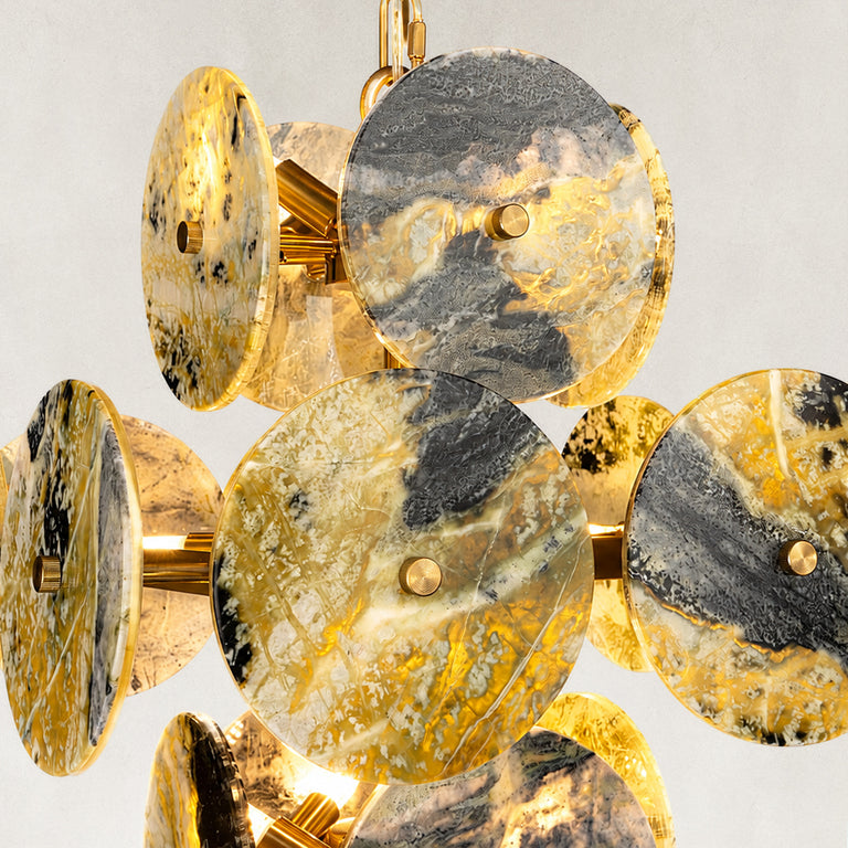 Product detail of Cascading Marble Disc Chandelier 22.8" against a neutral background